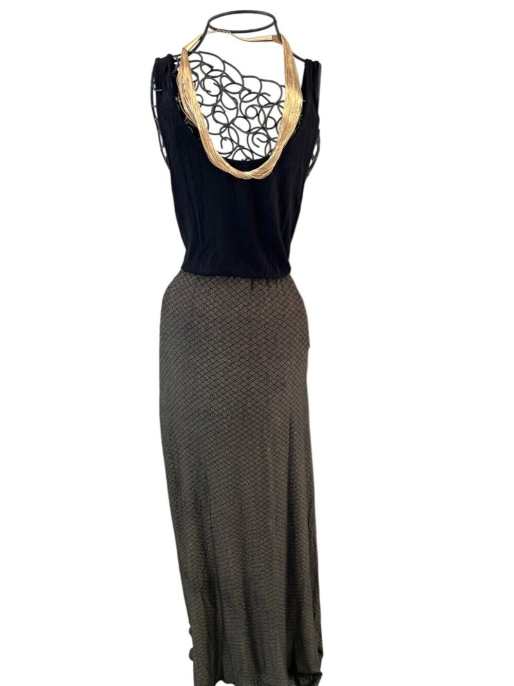 LA Made Womens Black & Gray Maxi Tank Dress L - Picture 2 of 9